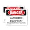 Signmission Automatic Equipment Start Without Warning Danger Sign, Vinyl Decal, 14in W x 10in L, 2PK OS-2PACK-DS-D-1014-L-1846 - alternate 1